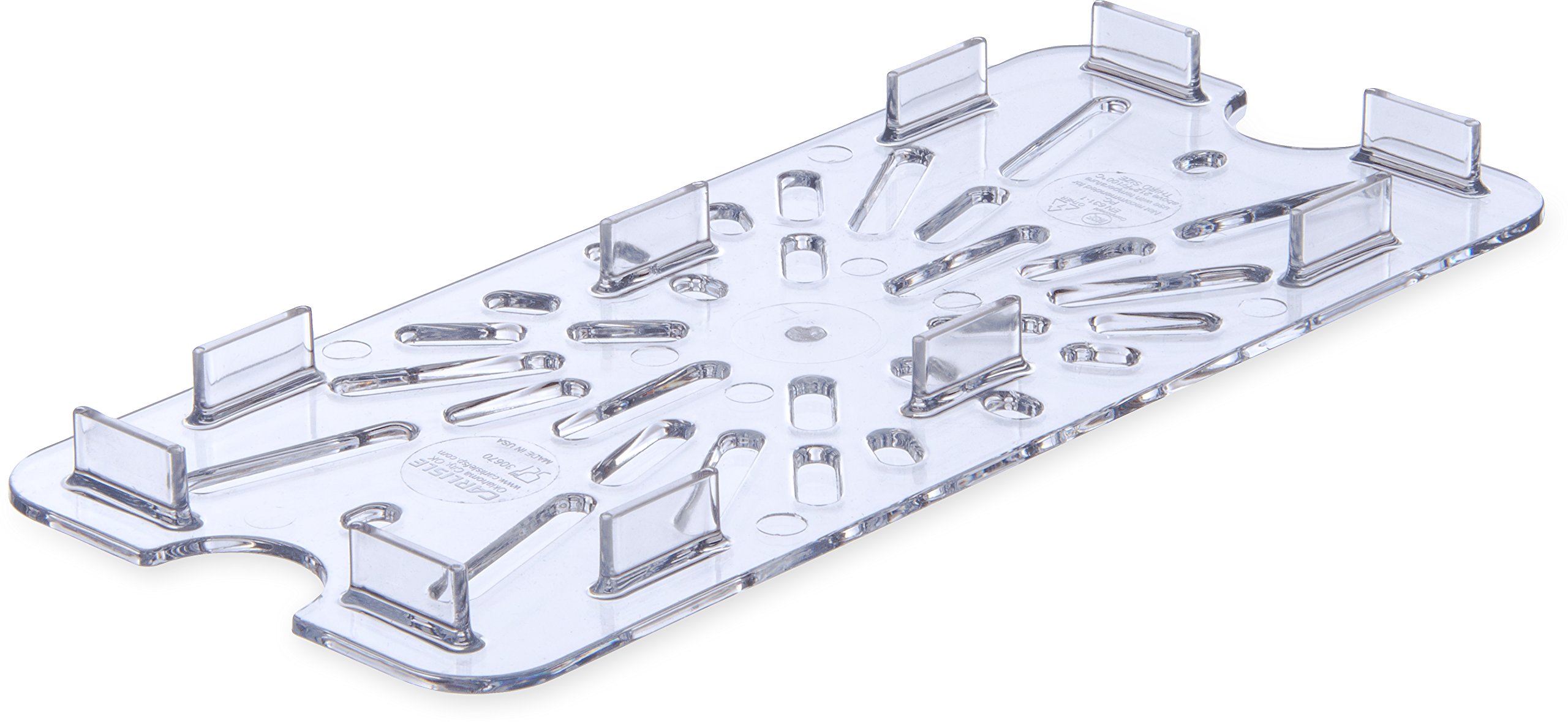 Carlisle FoodService Products 3067007-E Plastic Drain Shelf for 1/3 Size Food Pan, Clear, 0.6 Inches