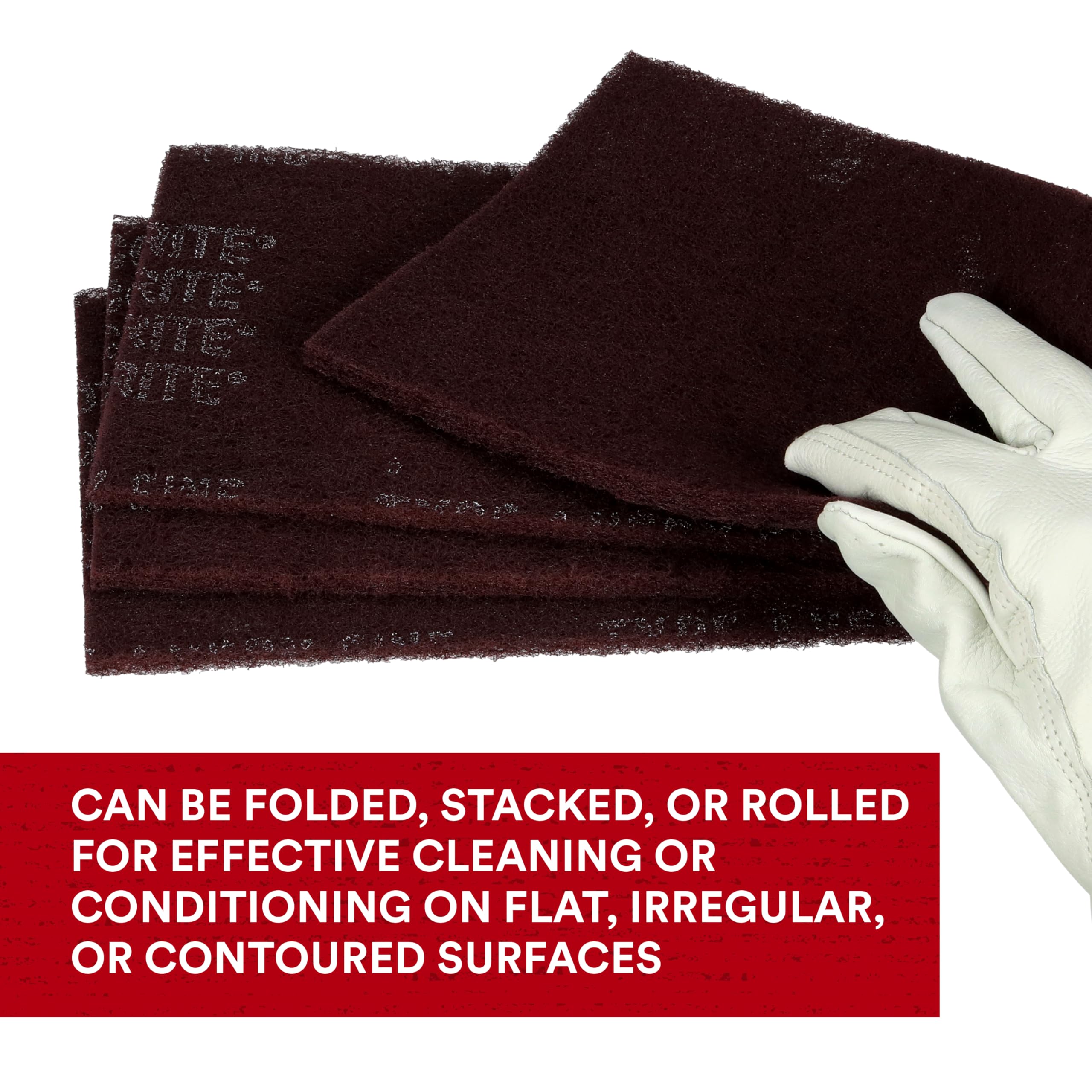 3M Scotch-Brite General Purpose 7447B Hand Pad, Very Fine Grade, 6 in x 9 in, Pack of 60, Aluminum Oxide, Surface Preparation, Scuffing, Blending, Cleaning, Maroon