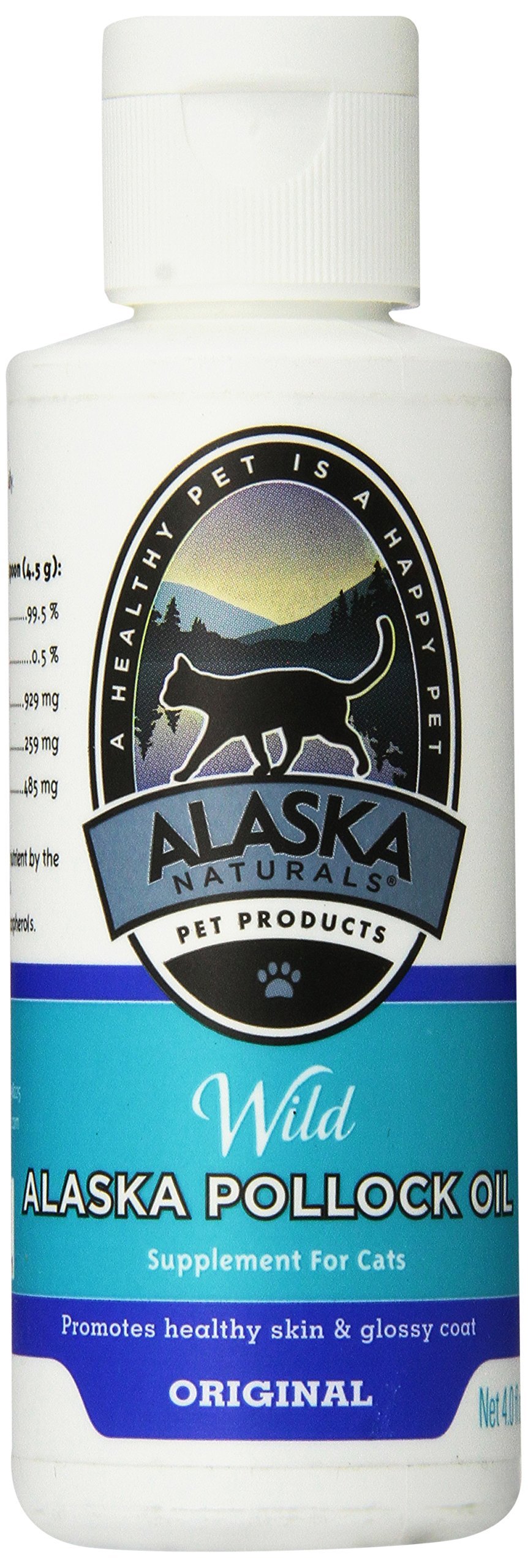 Alaska Naturals – Wild Alaska Pollock Oil for Cats – EPA and DHA Omega-3 - Supplement for Healthy Skin, Shiny Coat – Wild-Caught – Made in The USA – 4 oz Bottle