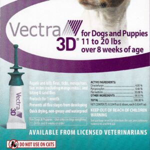 VECTRA 3D for Dogs Flea, Tick & Mosquito Treatment & Prevention for Small Dogs (11 – 20 lbs), 6 Month Supply