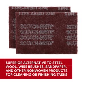 3M Scotch-Brite General Purpose 7447B Hand Pad, Very Fine Grade, 6 in x 9 in, Pack of 60, Aluminum Oxide, Surface Preparation, Scuffing, Blending, Cleaning, Maroon