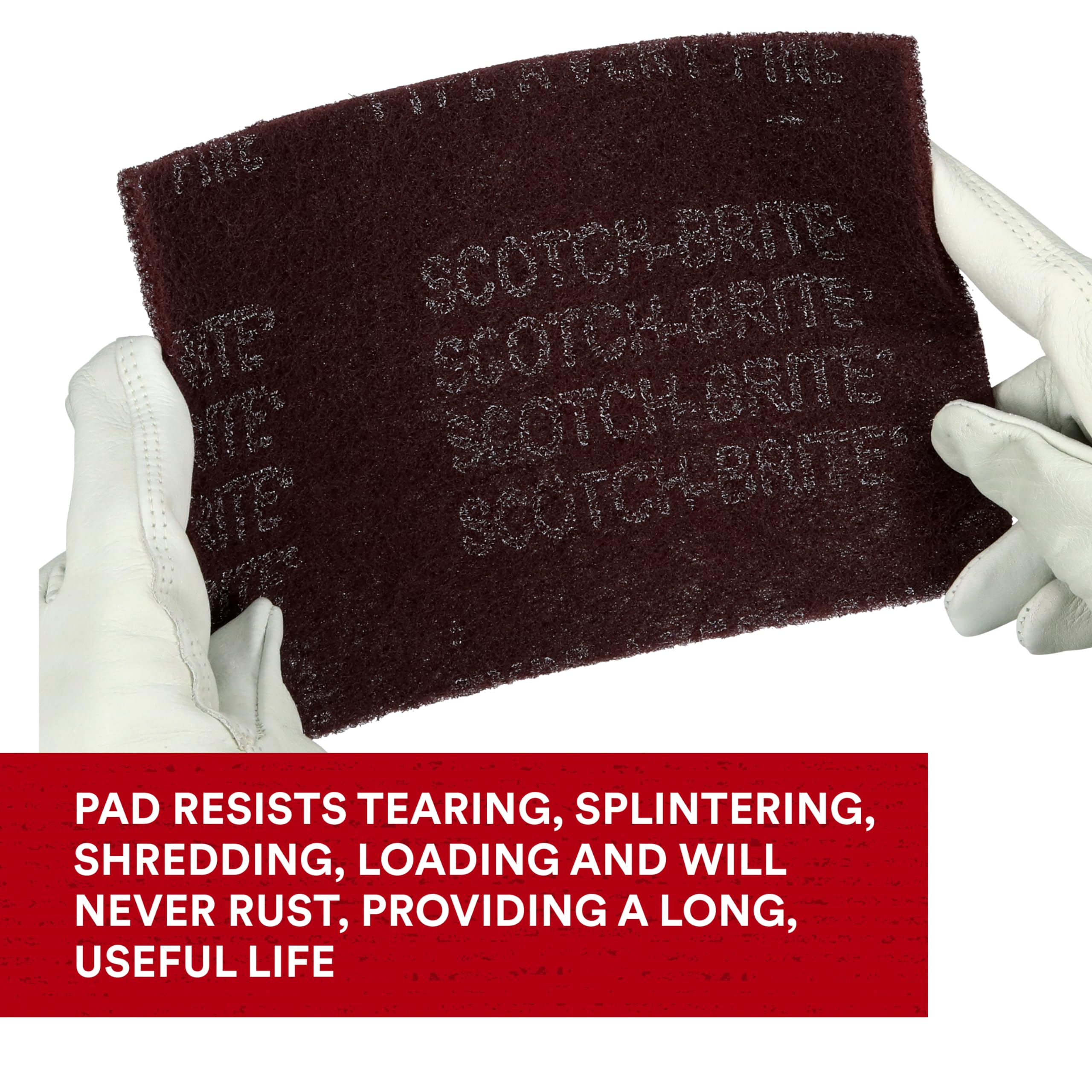 3M Scotch-Brite General Purpose 7447B Hand Pad, Very Fine Grade, 6 in x 9 in, Pack of 60, Aluminum Oxide, Surface Preparation, Scuffing, Blending, Cleaning, Maroon