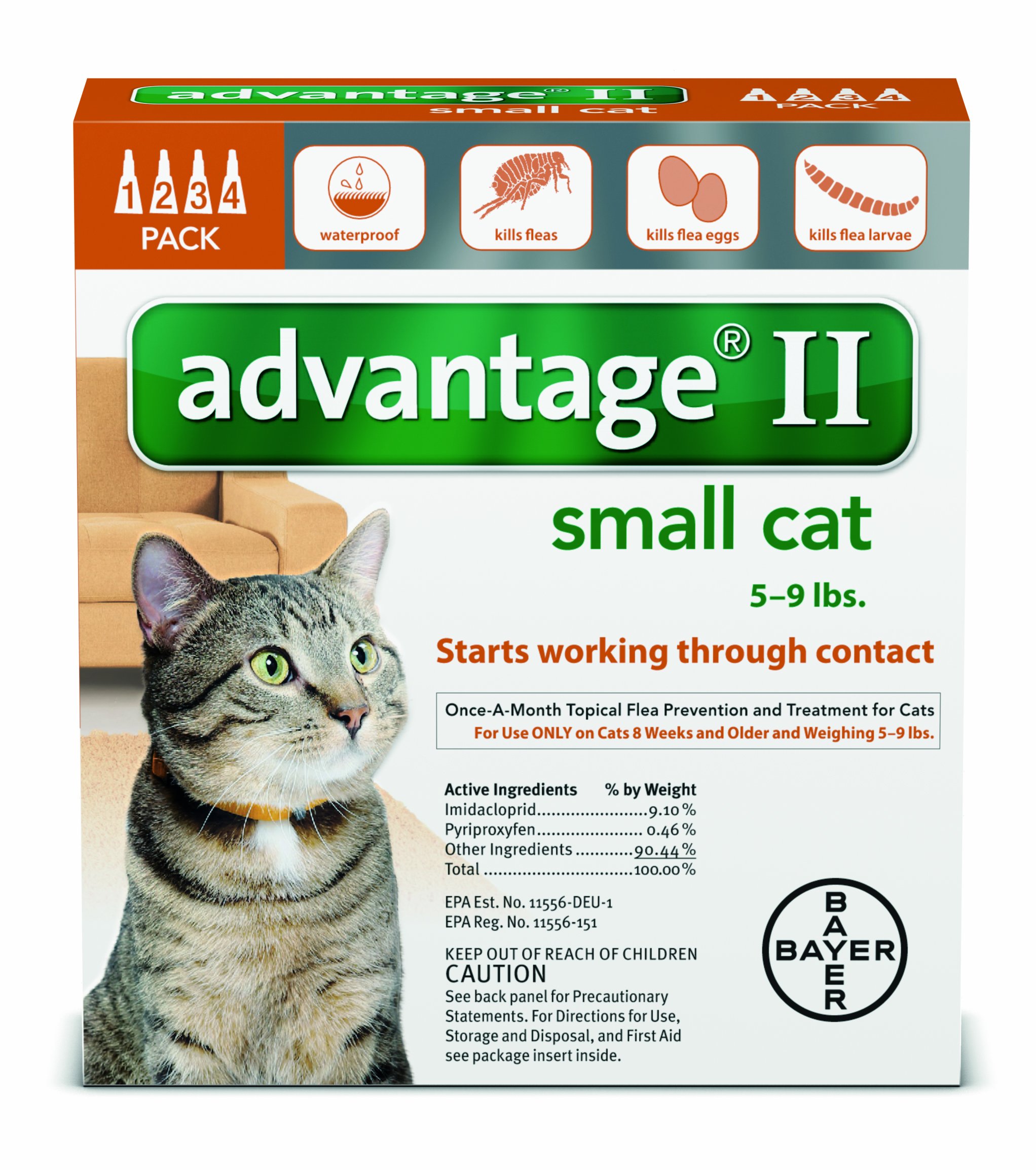 Advantage Flea Control for Cats 1-9 lbs 4 Month Supply