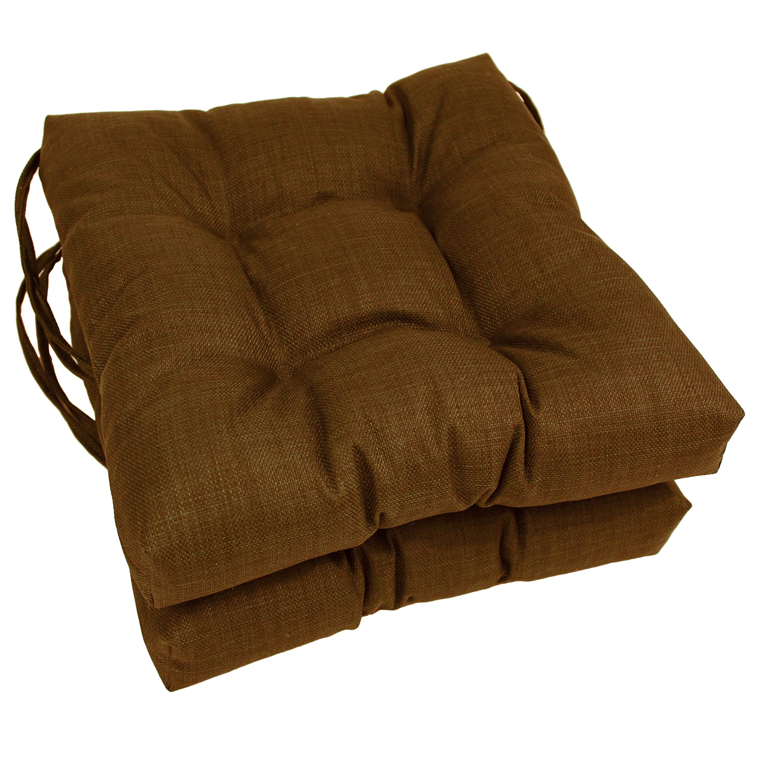 Blazing Needles 16-inch Indoor/Outdoor Square Chair Cushion, 16" x 16", Cocoa 2 Count