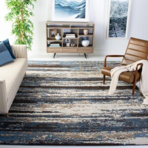 safavieh retro collection area rug - 8' x 10', cream & blue, modern abstract design, non-shedding & easy care, ideal for high traffic areas in living room, bedroom (ret2138-1165)