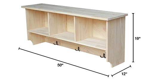 IC International Concepts Storage Wall Shelf Unit, Unfinished