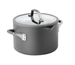 calphalon kitchen essentials easy system 6 quart stock pot - gray