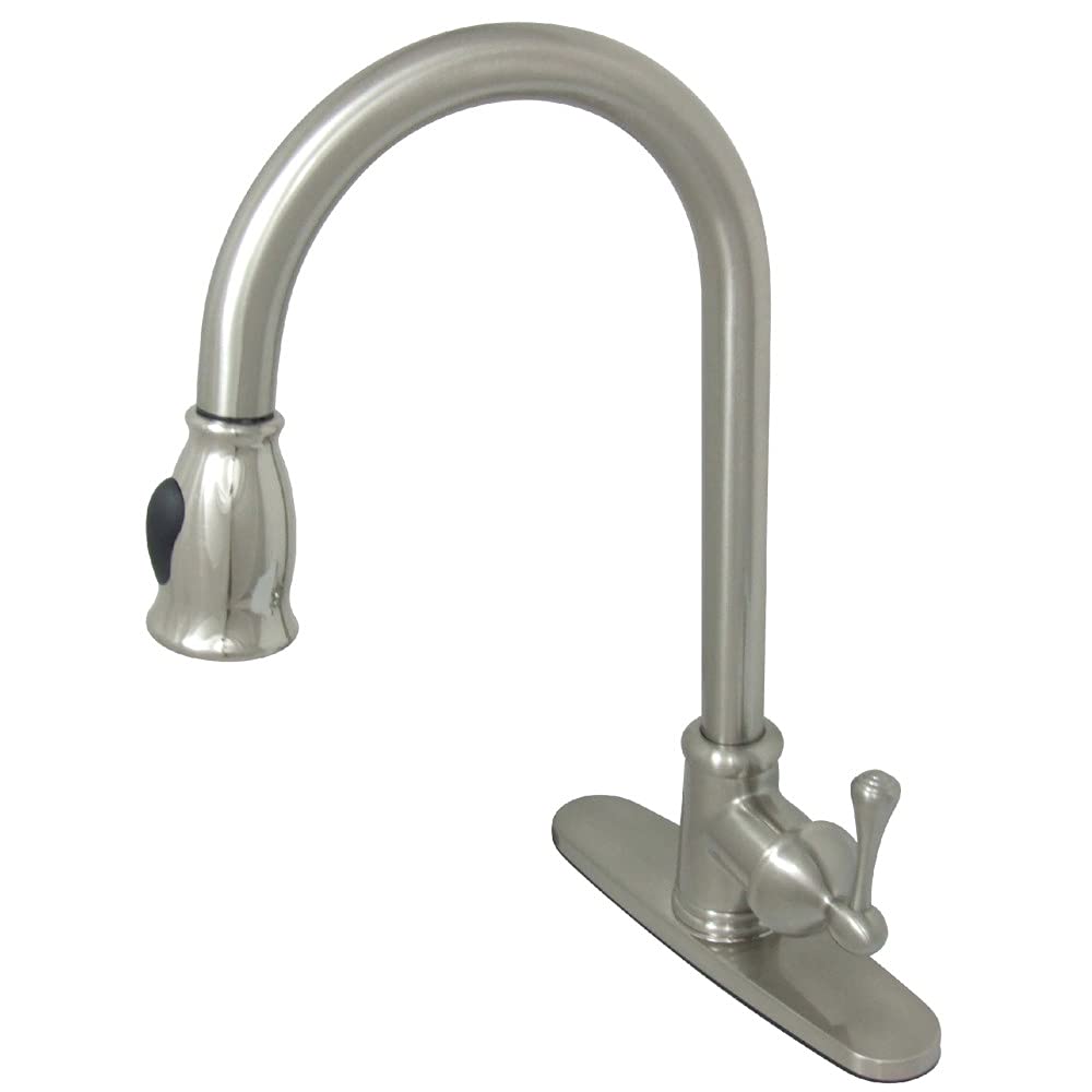 Kingston Brass GS7888BL Vintage Pull-Down Sprayer Kitchen Faucet, Brushed Nickel