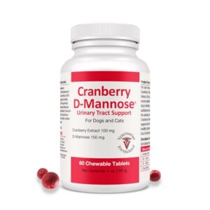 pet health solutions cranberry d-mannose urinary tract support - bladder health supplement for dogs and cats - 60 tablets