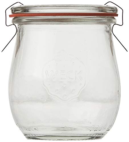 Mini Tulip Jelly Jar with Glass Lids 6 Rings and 12 Clamps, 6 Count (Pack of 1)