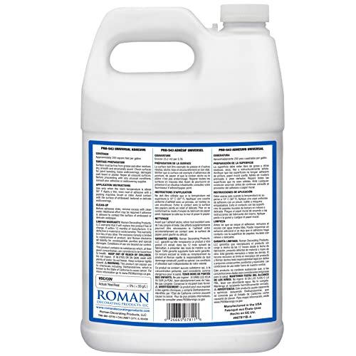 ROMAN’s PRO-543 Universal Border and Wallpaper Adhesive for Home Improvement, White, 1 Gallon (250 Sq. Ft.)