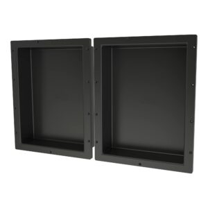 redi niche double niche recessed shower shelf- black, two inner shelves, 32-inch width x 20-inch height x 4-inch depth