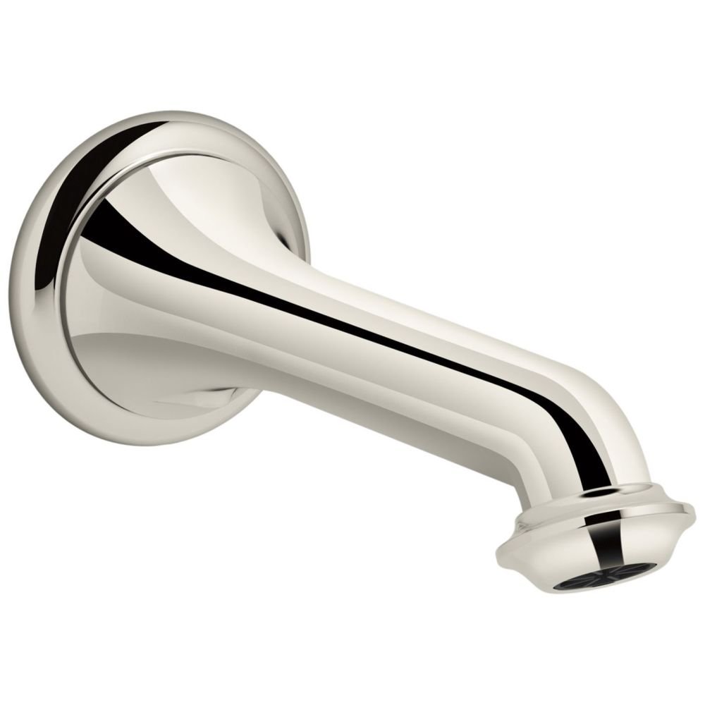 Kohler K-72792-SN Artifacts Wall-mount bath spout with turned design, Less Handles, Vibrant Polished Nickel