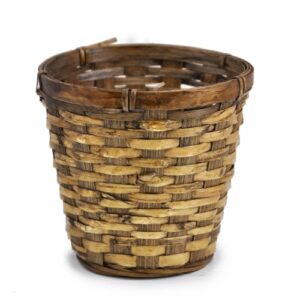 the lucky clover trading 5 inch bamboo stained planter basket, brown