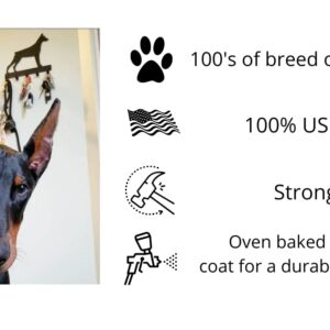 The Metal Peddler Greyhound - Key Holder & Dog Leash Hanger for Wall - Large 9 inch Wide with 5 Hooks - Made in USA