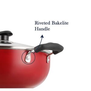 Vinod Cookware Zest Non-Stick Induction Friendly Deep Kadai With Lid Red/Black 4.1 Litres