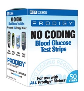 prodigy no coding blood glucose test strips bx/50 (box of 50 test strips)