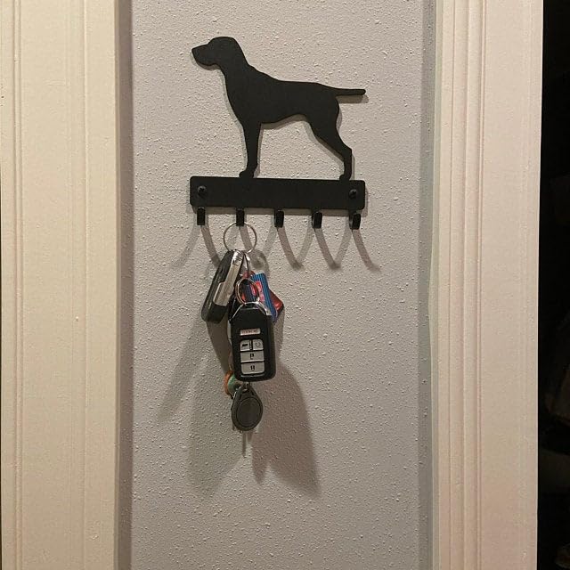 The Metal Peddler GSP German Shorthaired Pointer Key Holder for Wall - Small 6 inch Wide with 5 Hooks - Made in USA