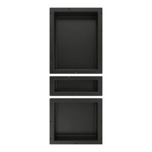 Redi Niche Triple Niche Recessed Shower Shelf- Black, Three Inner Shelves, 16-Inch Width x 40-Inch Height x 4-Inch Depth