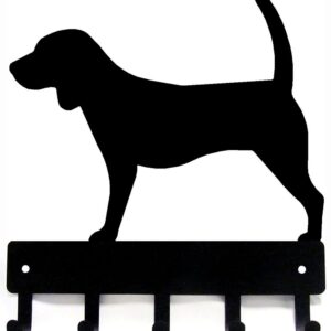 The Metal Peddler Beagle Key Holder for Wall - Small 6 inch Wide with 5 Hooks - Made in USA