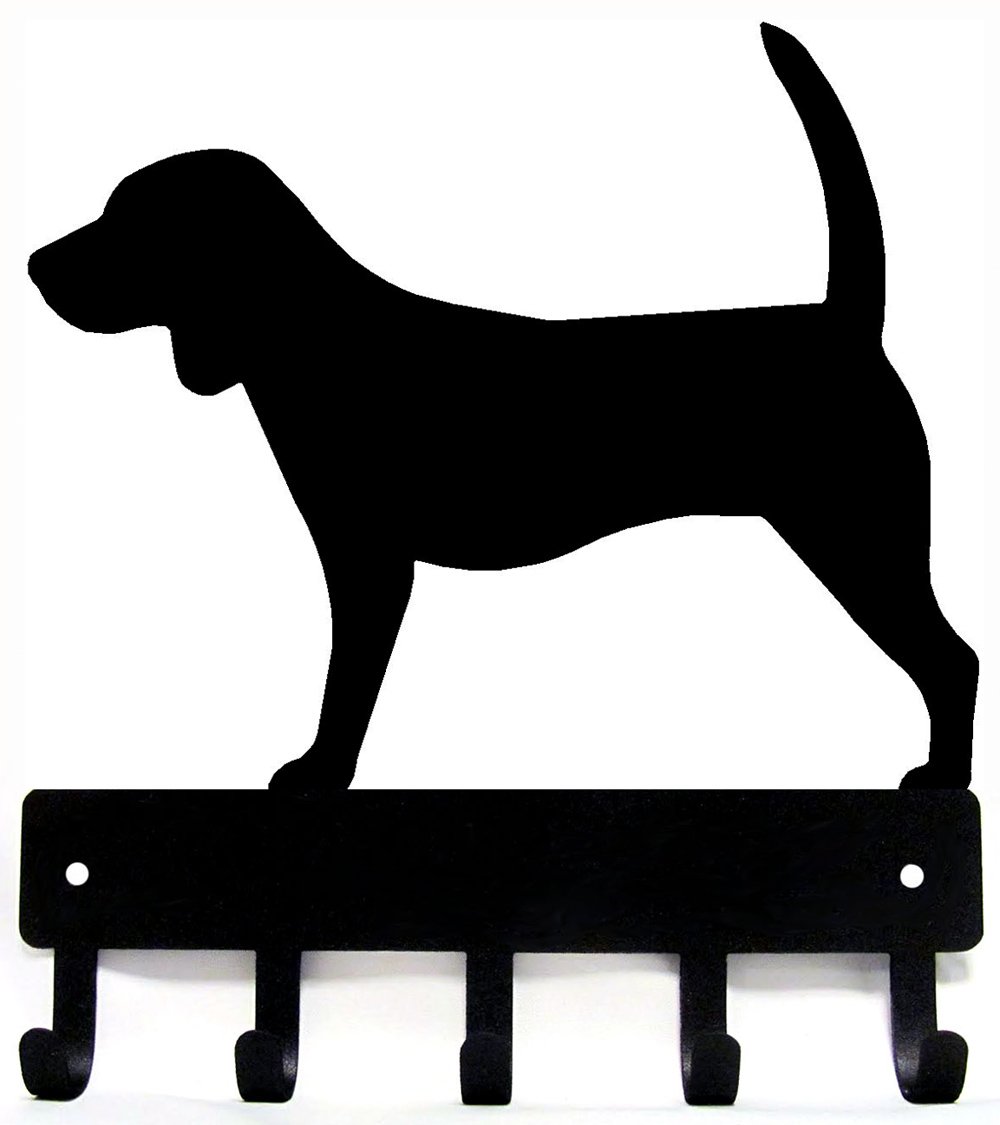 The Metal Peddler Beagle Key Holder for Wall - Small 6 inch Wide with 5 Hooks - Made in USA