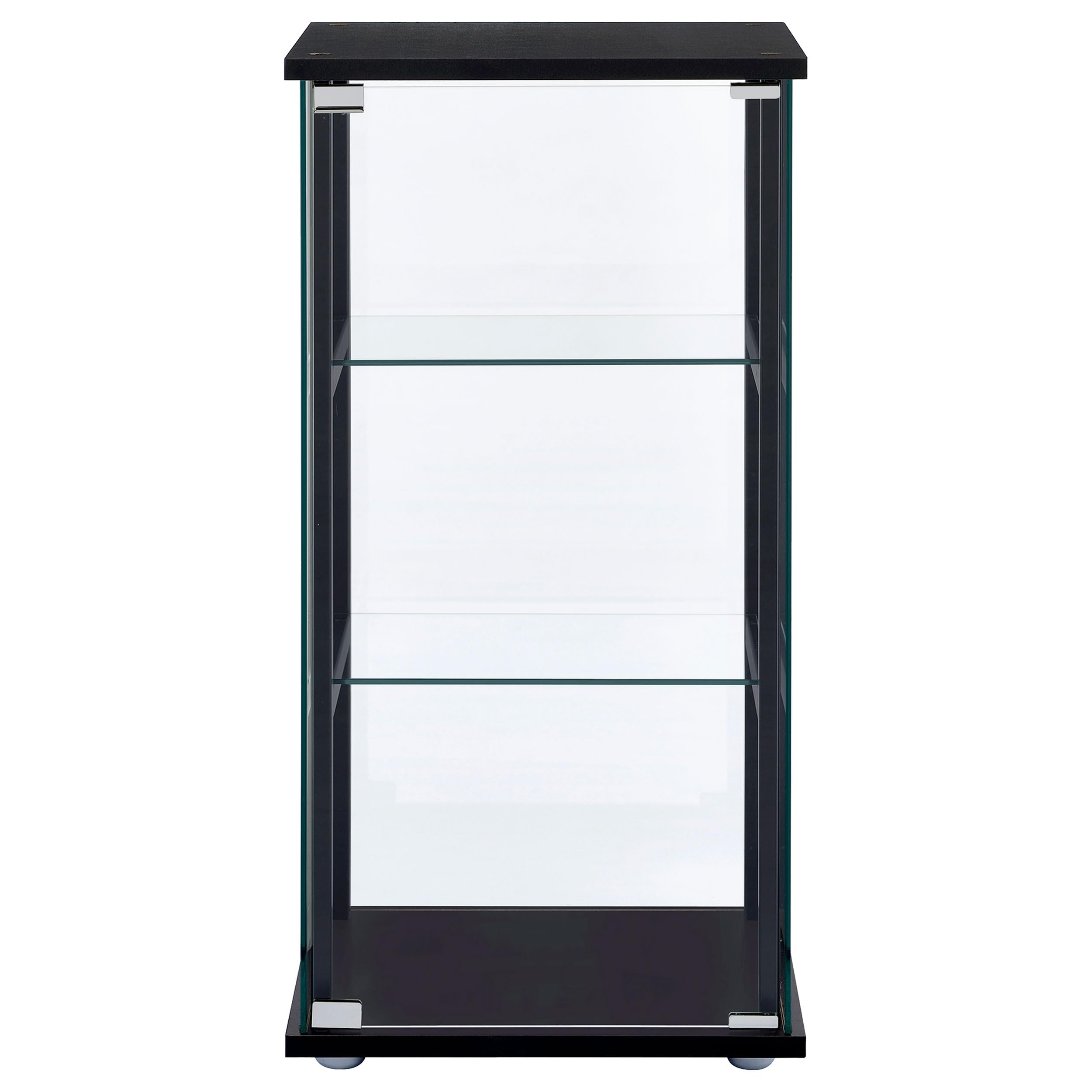 Coaster Home Furnishings Cyclamen 34-inch 3-Tier Clear Tempered Glass Curio Cabinet Display Case with Shelving Black 950179