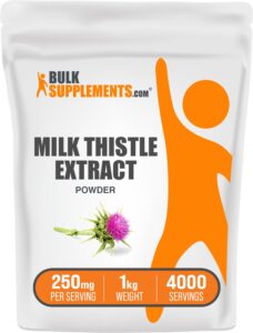 bulksupplements.com milk thistle extract powder - liver support supplement - silymarin milk thistle - milk thistle for dogs - liver cleanse - fatty liver supplements (1 kilogram - 2.2 lbs)