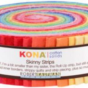 Robert Kaufman KONA COTTON SOLIDS BRIGHT Skinny Strips 1.5" Precut Cotton Fabric Quilting Roll Assortment SS-106-41