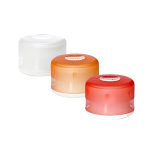 humangear gotubb | hard container | easy open | food-safe material, clear/orange/red, small