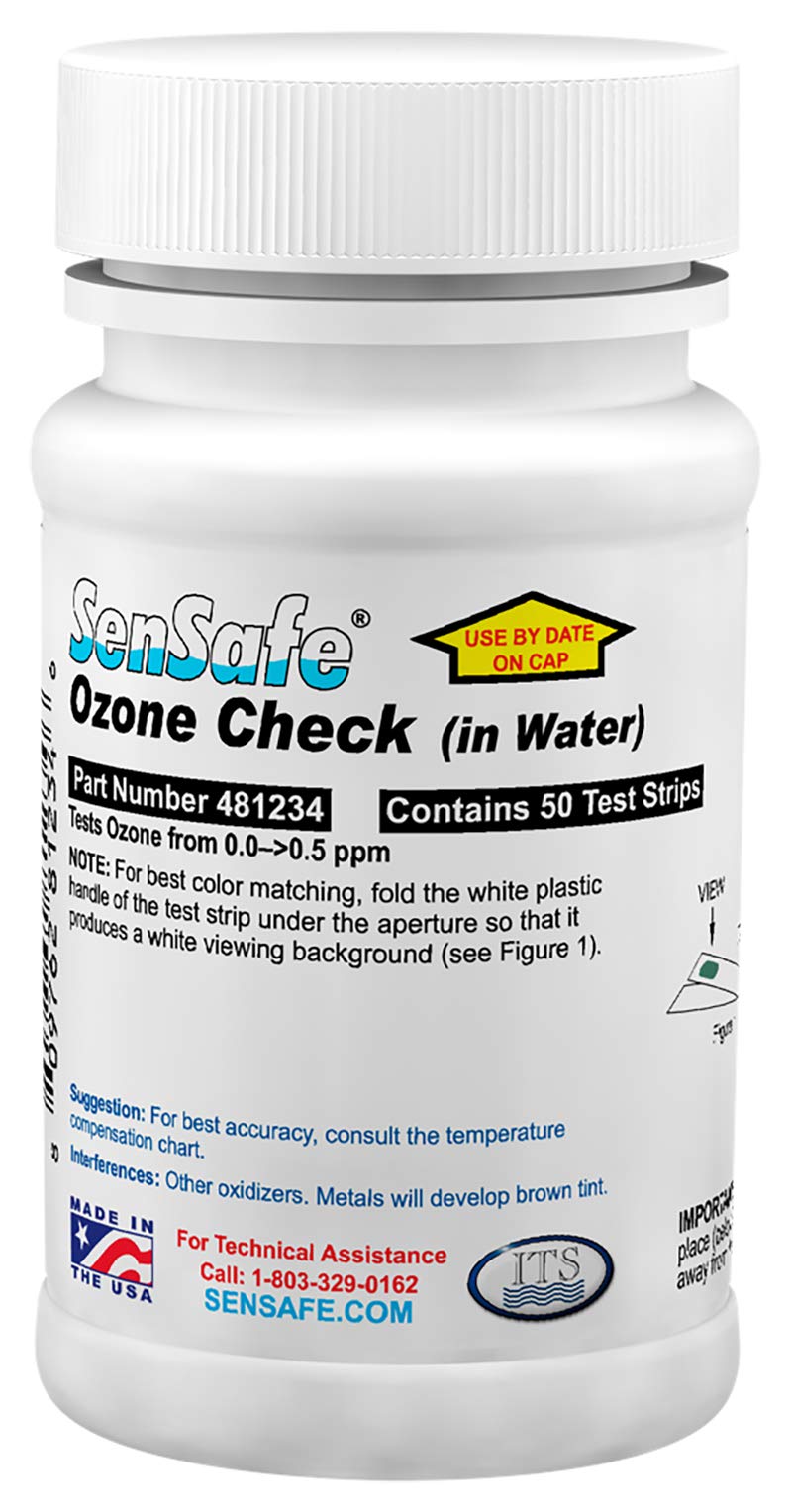 Industrial Test Systems | SenSafe Ozone Check Test Strip 481234 | 0 - >0.5ppm Range | Bottle of 50 | Made in USA | Lowest Detection Levels | 30-Second Test | Drinking Water, Restaurants, & More