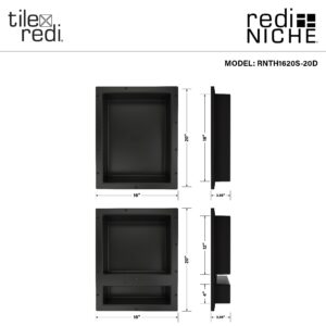 Redi Niche Triple Niche Recessed Shower Shelf- Black, Three Inner Shelves, 32-Inch Width x 20-Inch Height x 4-Inch Depth