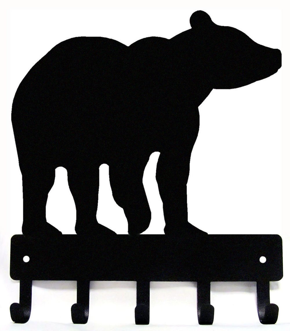 The Metal Peddler Bear #01 Key Rack Hanger - Small 6 inch Wide- Made in USA; Wall Mount