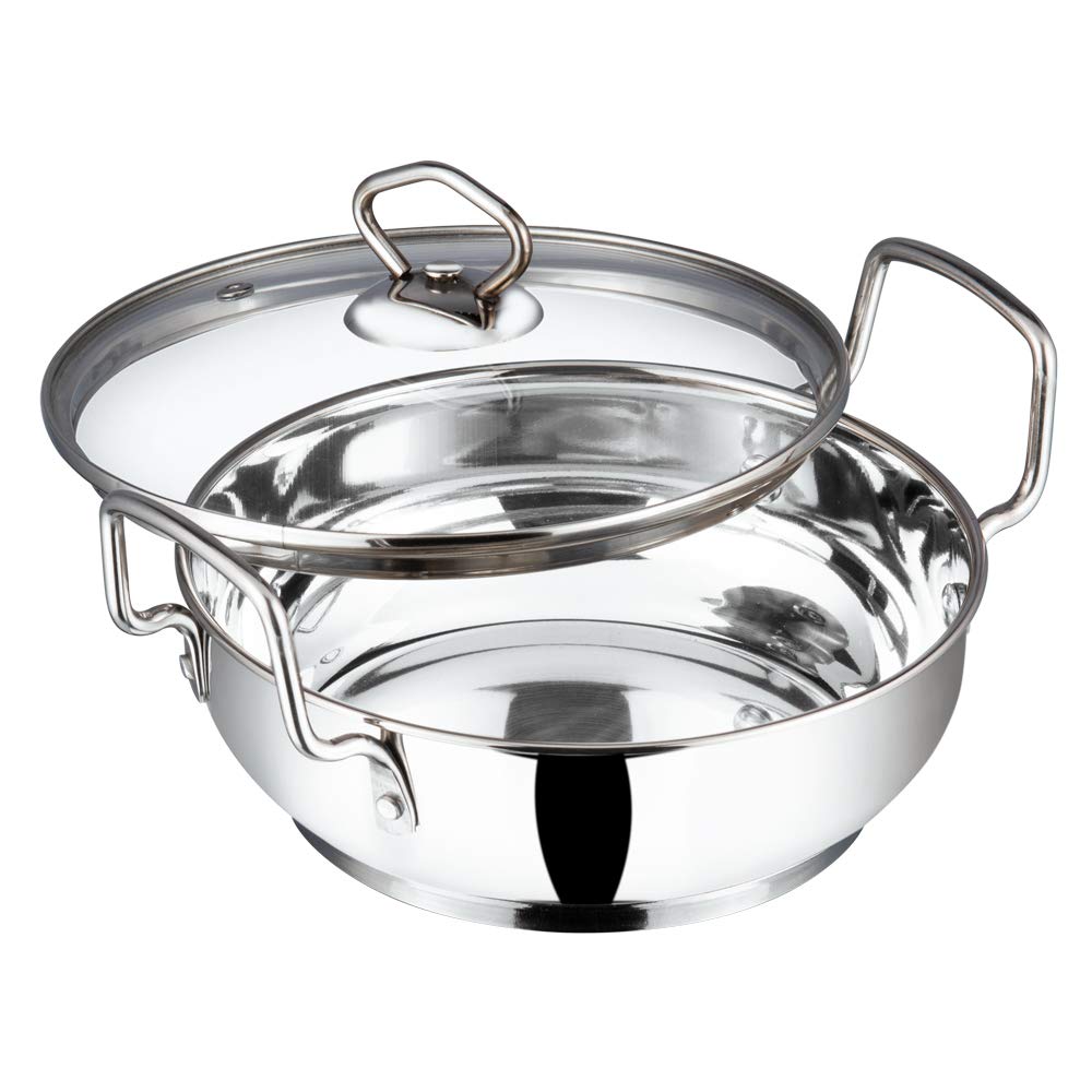 Vinod Cookware Induction Friendly Kadai With Lid Silver 3.4 Litres, Stainless Steel, IKD 24