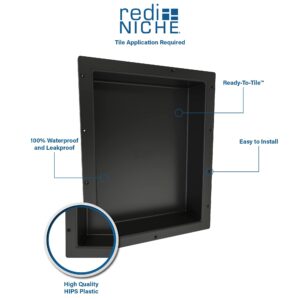 Redi Niche Triple Niche Recessed Shower Shelf- Black, Three Inner Shelves, 16-Inch Width x 40-Inch Height x 4-Inch Depth