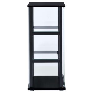 Coaster Home Furnishings Cyclamen 34-inch 3-Tier Clear Tempered Glass Curio Cabinet Display Case with Shelving Black 950179