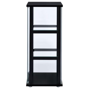 Coaster Home Furnishings Cyclamen 34-inch 3-Tier Clear Tempered Glass Curio Cabinet Display Case with Shelving Black 950179