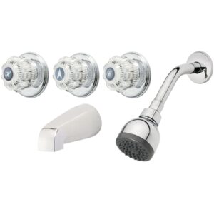 Homewerks Worldwide 10-B83WCHB Three-Handle, One-Spray Bathtub and Shower Faucet Set 5 Year Warranty, Chrome Finish