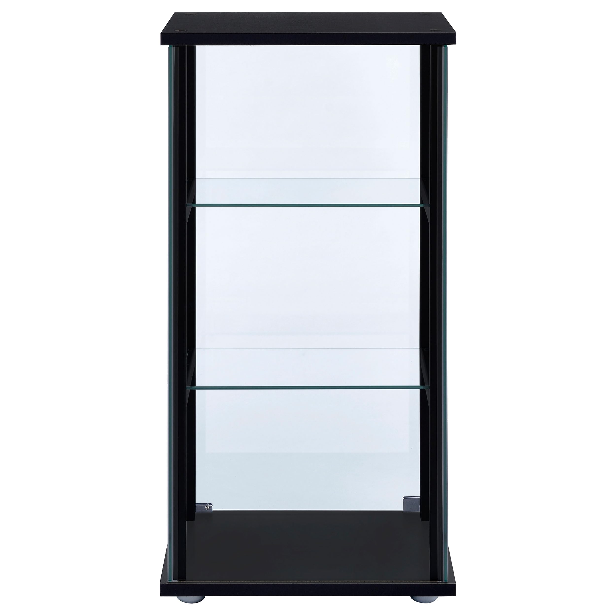 Coaster Home Furnishings Cyclamen 34-inch 3-Tier Clear Tempered Glass Curio Cabinet Display Case with Shelving Black 950179