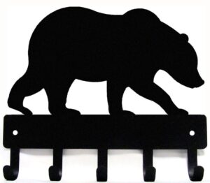 the metal peddler bear #02 key rack hanger - small 6 inch wide - made in usa; wall mount