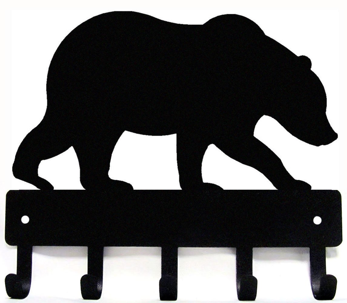 The Metal Peddler Bear #02 Key Rack Hanger - Small 6 inch Wide - Made in USA; Wall Mount