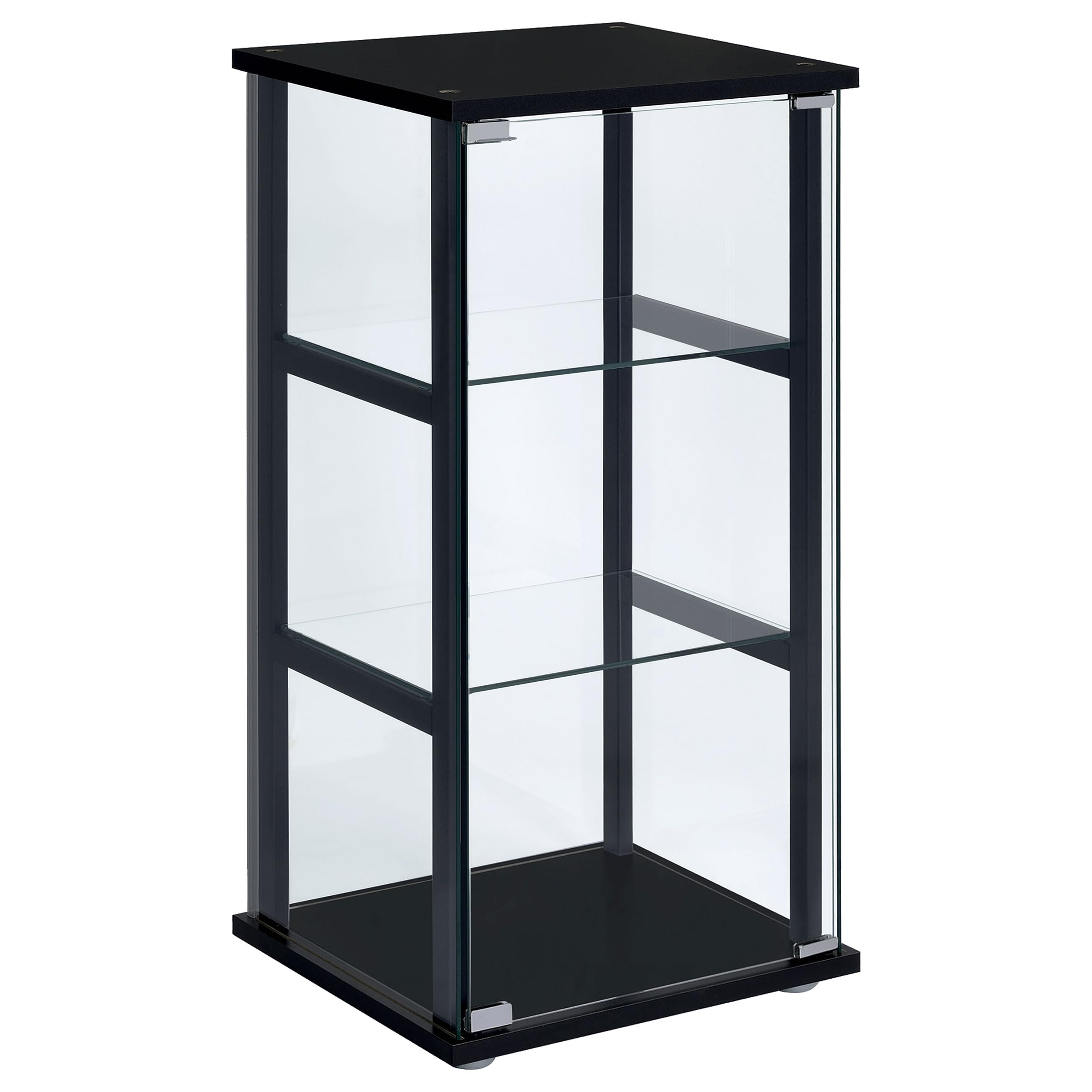 Coaster Home Furnishings Cyclamen 34-inch 3-Tier Clear Tempered Glass Curio Cabinet Display Case with Shelving Black 950179