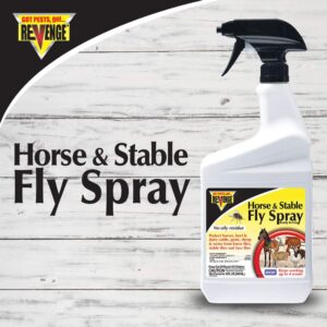 REVENGE Horse & Stable Fly Spray, 32 oz Ready-to-Use, Long Lasting Insecticide Controls and Repels Fleas and Ticks