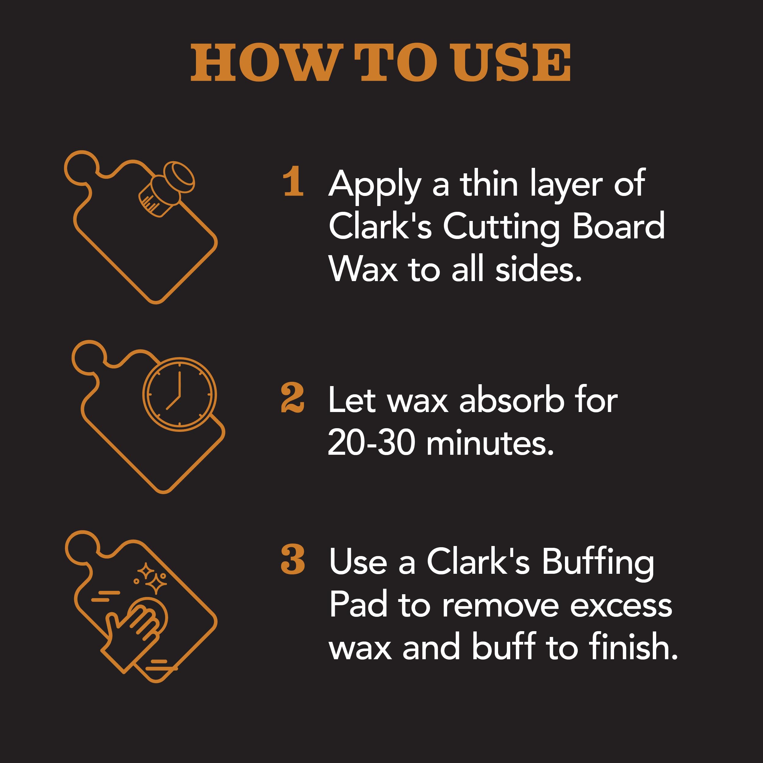 CLARK'S Cutting Board Finish Wax, Enriched with Lemon & Orange Oils ,Made with Natural Beeswax and Carnauba Wax,Butcher Block Wax, (6 ounces)