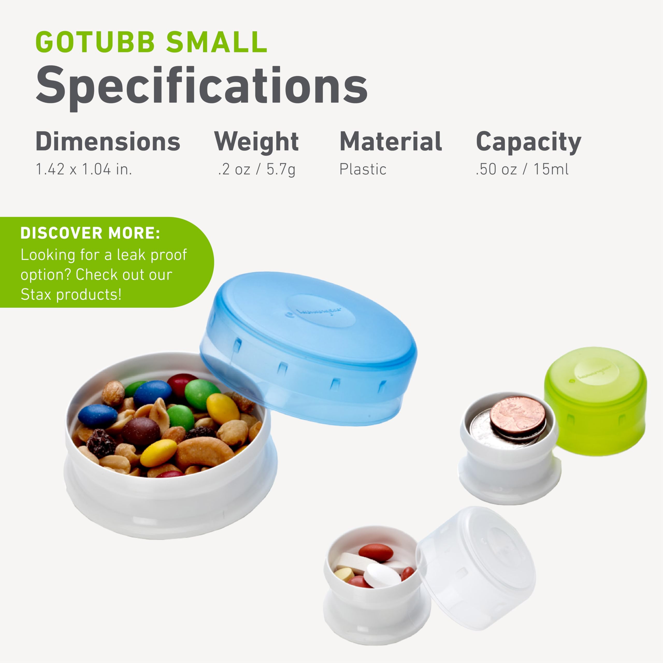 humangear GoTubb | Hard Container | Easy Open | Food-Safe Material, Clear/Orange/Red, Small