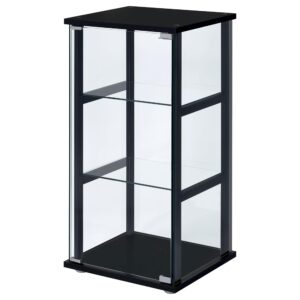 Coaster Home Furnishings Cyclamen 34-inch 3-Tier Clear Tempered Glass Curio Cabinet Display Case with Shelving Black 950179