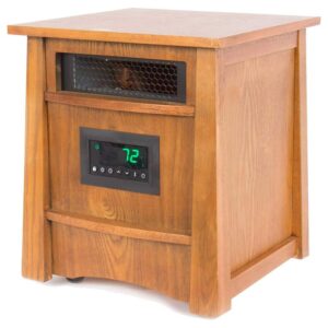 LifeSmart LifePro Ultimate 1500 Watts Electric Infrared Quartz Space Heater with Remote and 8 Heating Elements for Indoor Use, Brown Oak Wood