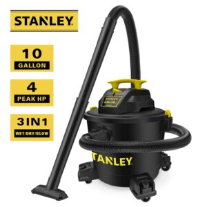 Stanley Wet/Dry Vacuum SL18191P, 10 Gallon 4 Horsepower 16 FT Clean Range Shop Vacuum, Ideal for Home/Garage/Laundry Rooms with Vacuum Attachments, Strong Suction Large Capacity Multiple Accessories