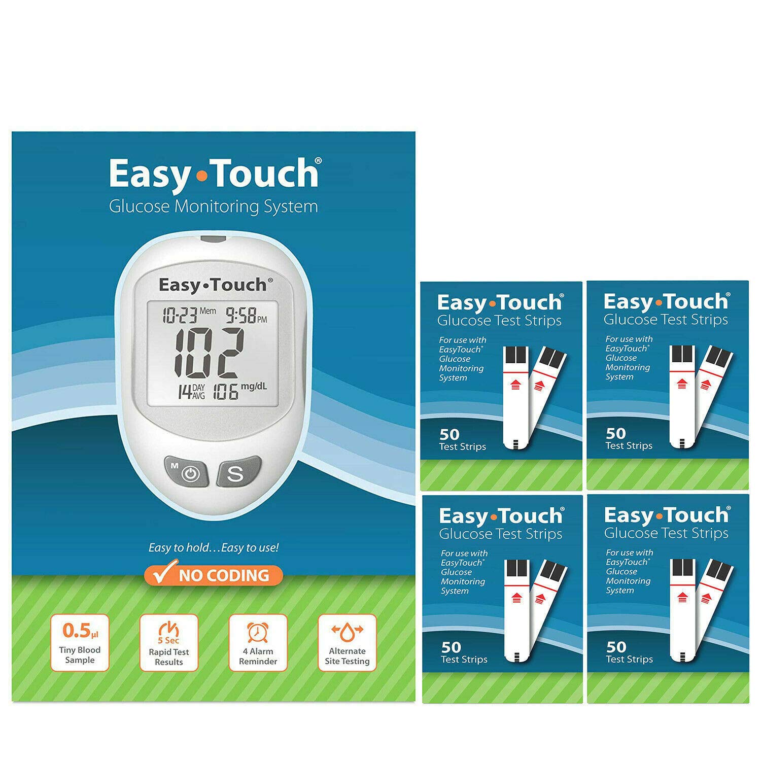 Free Easy Touch Glucose Meter w/ purchase of 200ct Easy Touch Test Strips