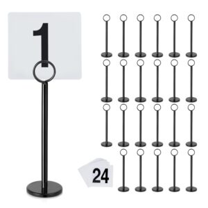 New Star Foodservice 27693 Ring Clip Table Number Card Holders, w/Number Cards, 1 to 24, Set of 24, 8-Inch, Black Stand