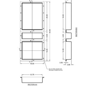 Redi Niche Triple Niche Recessed Shower Shelf- Black, Three Inner Shelves, 16-Inch Width x 40-Inch Height x 4-Inch Depth